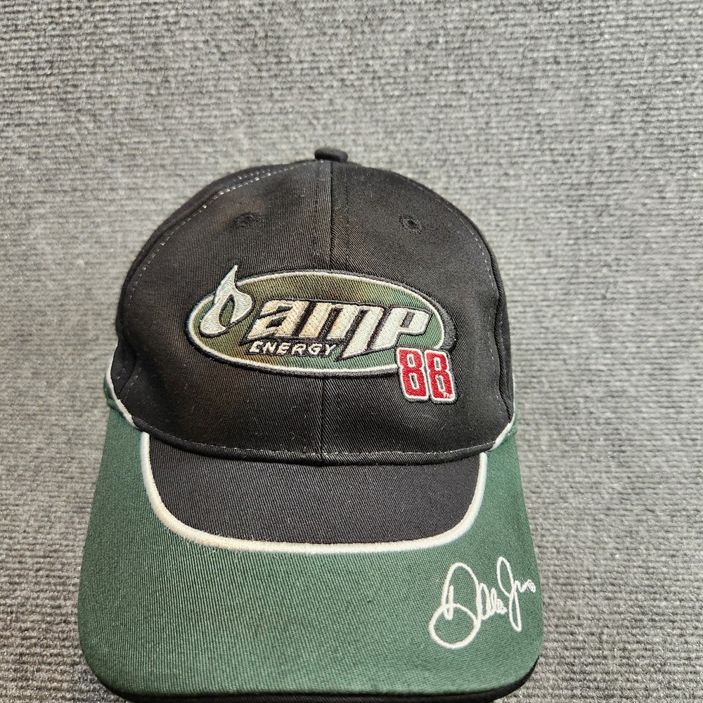 Dale Earnhardt Jr Hat One Size Strapback Amp Greeb Black Y2K Nascar